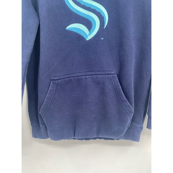 Outerstuff Seattle Kraken Navy Blue Kids Hoodie Sweatshirt Large 14-16 - Picture 2 of 7